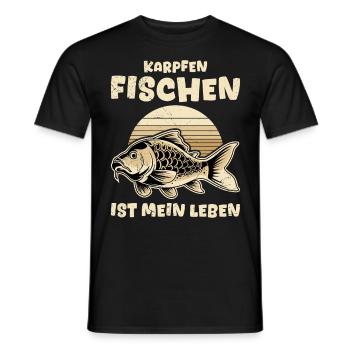 KARPFEN FISCHEN IST MEIN LEBEN Angler Geburtstag - Männer T-Shirt - Schwarz - Vorne - AI Model Male 178 light (178cm)