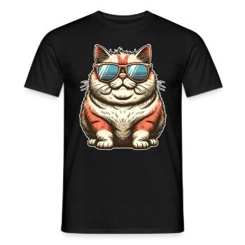 Fat Cool Cat - Men's T-Shirt - black - Front - AI Model Male 178 light (178cm)