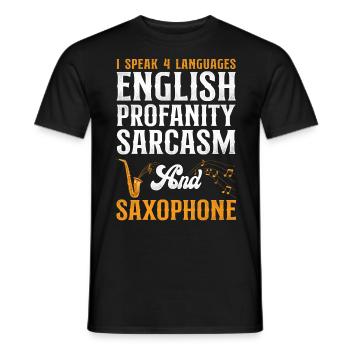 Saxophones Je parle 4 langues - T-shirt homme - noir - Devant - AI Model Male 178 light (178cm)