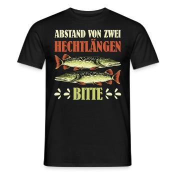 Hecht Angler ABSTAND VON ZWEI HECHTLÄNGEN BITTE - Männer T-Shirt - Schwarz - Vorne - AI Model Male 178 light (178cm)