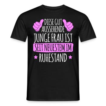 Rentnerin DIESE GUTAUSSEHENDE JUNGE FRAU IST IM - Männer T-Shirt - Schwarz - Vorne - AI Model Male 178 light (178cm)