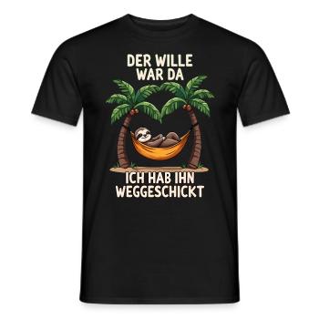 paresseux disant lève-tard déclaration bureau fatigué - T-shirt homme - noir - Devant - AI Model Male 178 light (178cm)