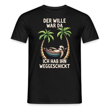 paresseux disant lève-tard déclaration bureau fatigué - T-shirt homme - noir - Devant - AI Model Male 178 light (178cm)
