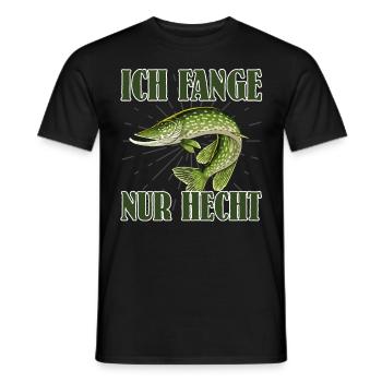 Hecht Angler ICH FANGE NUR HECHT Lustiges Angeln - Männer T-Shirt - Schwarz - Vorne - AI Model Male 178 light (178cm)