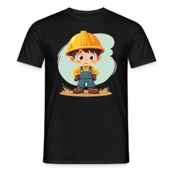 Construction Worker Design – Cute Motif for Kids - Men's T-Shirt - black - Front - AI Model Male 178 light (178cm)