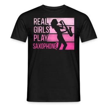 Saxophone Rétro Vintage Real Girls - T-shirt homme - noir - Devant - AI Model Male 178 light (178cm)