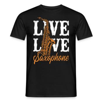 Saxophone Girl Live Love Saxophone - Men's T-Shirt - black - Front - AI Model Male 178 light (178cm)