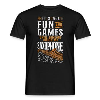 Saxophones It's All Fun And Games - Men's T-Shirt - black - Front - AI Model Male 178 light (178cm)