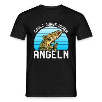 Angler Geburtstag COOLE JUNGS GEHEN ANGELN Lustig - Männer T-Shirt - Schwarz - Vorne - AI Model Male 178 light (178cm)