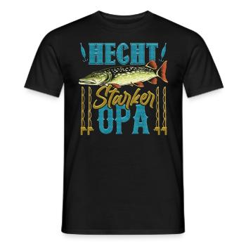 HECHT STOLZER OPA Lustiges Hecht Angler Geburtstag - Männer T-Shirt - Schwarz - Vorne - AI Model Male 178 light (178cm)