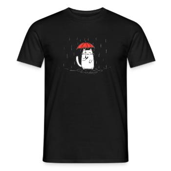 Cat with umbrella - Men's T-Shirt - black - Front - AI Model Male 178 light (178cm)