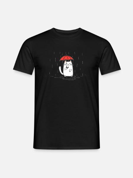 Cat with umbrella - Men's T-Shirt - black