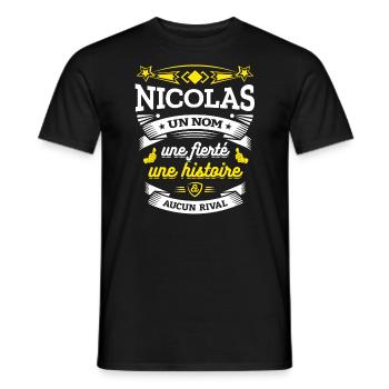 NICOLAS UN NOM UNE FIERTÉ AUCUN RIVAL - T-shirt homme - noir - Devant - AI Model Male 178 light (178cm)