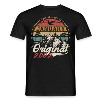 Janvier 2002 Cadeau Anniversaire - Janvier 2002 - T-shirt homme - noir - Devant - AI Model Male 178 light (178cm)
