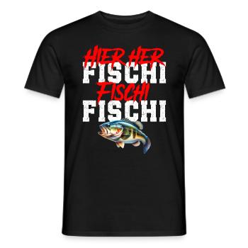 Angler HIER HER FISCHI FISCHI FISCHI Lustiges - Männer T-Shirt - Schwarz - Vorne - AI Model Male 178 light (178cm)