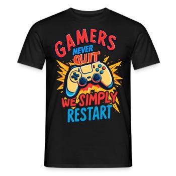 Gamers Never Quit - Men's T-Shirt - black - Front - AI Model Male 178 light (178cm)