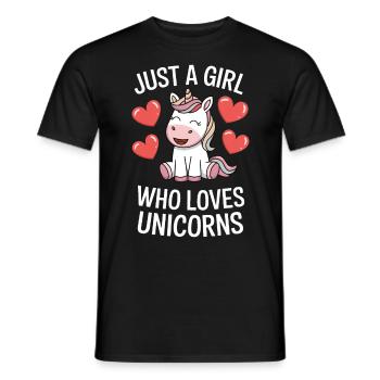 Just a Girl Who Loves Unicorns - Männer T-Shirt - Schwarz - Vorne - AI Model Male 178 light (178cm)