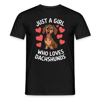 Juste une fille qui aime les teckels - T-shirt homme - noir - Devant - AI Model Male 178 light (178cm)