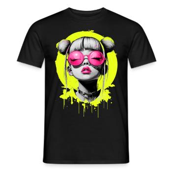 Fille NEon - T-shirt homme - noir - Devant - AI Model Male 178 light (178cm)