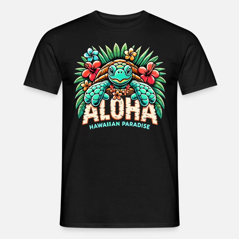 Aloha Schildkröte Hawaii Paradies Geschenk - Männer T-Shirt - Schwarz