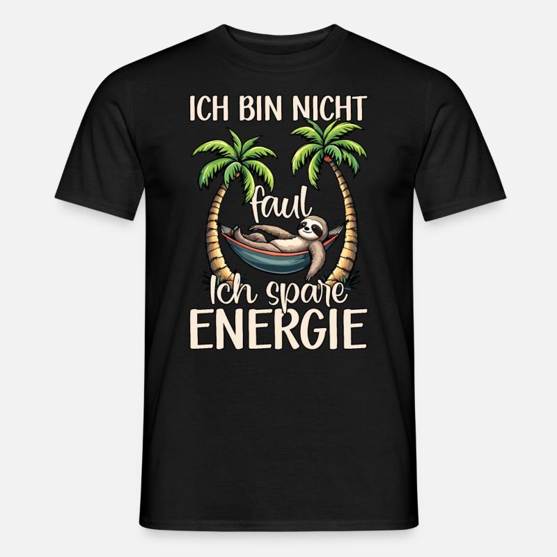 Faultier Langschläfer Müde, Ich bin nicht faul - Männer T-Shirt - Schwarz