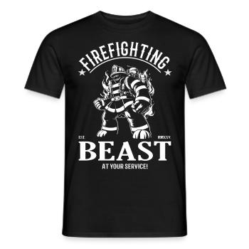 Feuerwehrmann – Firefighting Beast at Your Service - Männer T-Shirt - Schwarz - Vorne - AI Model Male 178 light (178cm)