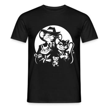 Lustiges Mafia Design mit Comic Katzen und Mäusen - Männer T-Shirt - Schwarz - Vorne - AI Model Male 178 light (178cm)