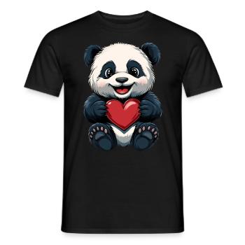 Niedlicher Panda mit Herz - Liebesdesign - Männer T-Shirt - Schwarz - Vorne - AI Model Male 178 light (178cm)
