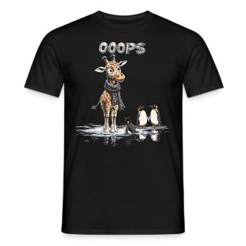 Ooops - Lustige Giraffe und Pinguine - Männer T-Shirt - Schwarz - Vorne - AI Model Male 178 light (178cm)