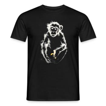 Singe mangeant de la banane / Singe - T-shirt homme - noir - Devant - AI Model Male 178 light (178cm)