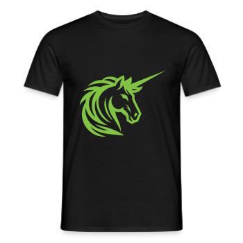 Schlichtes grünes Einhorn – Eleganz und Fantasie - Männer T-Shirt - Schwarz - Vorne - AI Model Male 178 light (178cm)