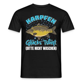 KARPFEN GLÜCKSSHIRT BITTE NICHT WASCHEN Angeln - Männer T-Shirt - Schwarz - Vorne - AI Model Male 178 light (178cm)