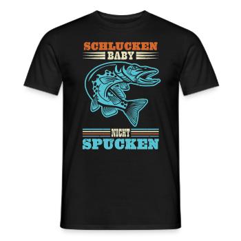 Hecht Angler SCHLUCKEN BABY NICHT SPUCKEN Lustiges - Männer T-Shirt - Schwarz - Vorne - AI Model Male 178 light (178cm)