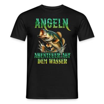 ANGELN ABENTEUER AUF DEM WASSER Lustiges - Männer T-Shirt - Schwarz - Vorne - AI Model Male 178 light (178cm)