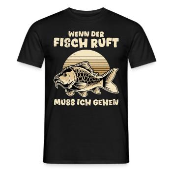 Angler WENN DER FISCH RUFT MUSS ICH GEHEN Lustig - Männer T-Shirt - Schwarz - Vorne - AI Model Male 178 light (178cm)