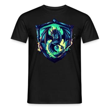Dragon mystique dans le bouclier - Science-fiction - Desing - T-shirt homme - noir - Devant - AI Model Male 178 light (178cm)