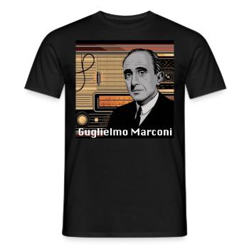 Patrimoine de l’Humanité - Guglielmo Marconi - T-shirt homme - noir - Devant - AI Model Male 178 light (178cm)