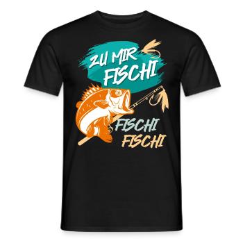Angler Outfit ZU MIR FISCHI FISCHI FISCHI Lustiges - Männer T-Shirt - Schwarz - Vorne - AI Model Male 178 light (178cm)