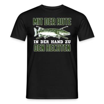 Hecht Angler MIT DER RUTE IN DER HAND ZU DEN - Männer T-Shirt - Schwarz - Vorne - AI Model Male 178 light (178cm)