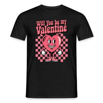 Will You Be My Valentine Retro Heart - Men's T-Shirt - black - Front - AI Model Male 178 light (178cm)