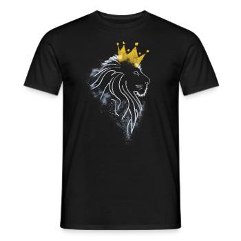 Löwe mit Krone in weißen Linien - Männer T-Shirt - Schwarz - Vorne - AI Model Male 178 light (178cm)