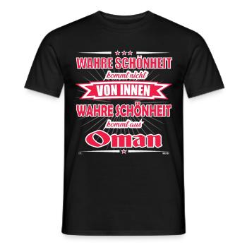 True beauty comes from Oman design - Men's T-Shirt - black - Front - AI Model Male 178 light (178cm)