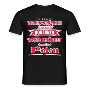 La vraie beauté vient de Pologne Design - T-shirt homme - noir - Devant - AI Model Male 178 light (178cm)