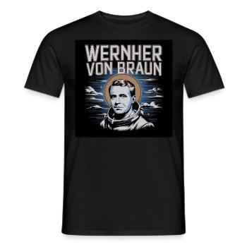 Patrimoine de l’humanité - Wernher von Braun - T-shirt homme - noir - Devant - AI Model Male 178 light (178cm)