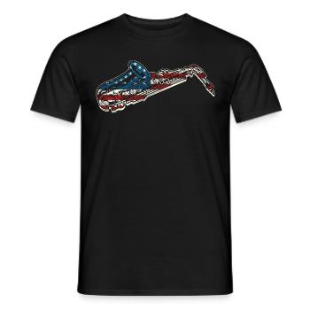 Saxophones American Flag - Men's T-Shirt - black - Front - AI Model Male 178 light (178cm)