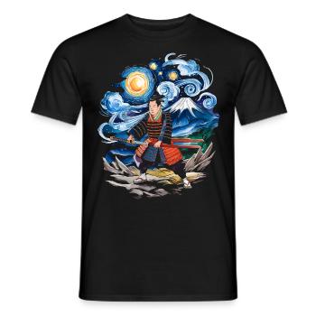 sternenklare nacht ronin berg fuji japanisch - Männer T-Shirt - Schwarz - Vorne - AI Model Male 178 light (178cm)
