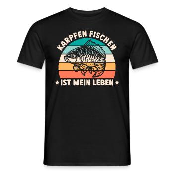 KARPFEN FISCHEN IST MEIN LEBEN Angler Geburtstag - Männer T-Shirt - Schwarz - Vorne - AI Model Male 178 light (178cm)