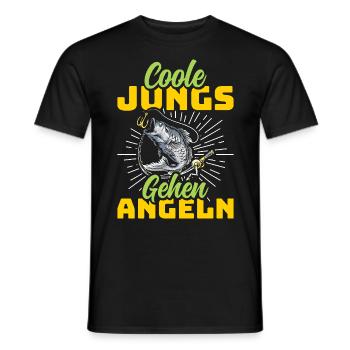 Angler Outfit COOLE JUNGS GEHEN ANGELN Lustiges - Männer T-Shirt - Schwarz - Vorne - AI Model Male 178 light (178cm)
