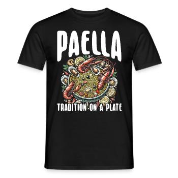 Paella Spanish cuisine Seafood - Men's T-Shirt - black - Front - AI Model Male 178 light (178cm)