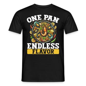 Paella Spanish cuisine Seafood - Men's T-Shirt - black - Front - AI Model Male 178 light (178cm)